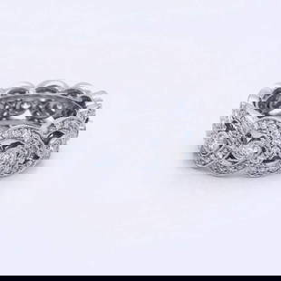 18K White Gold 3.00 Ct Diamond Wedding Band Size 5.50: 18K White Gold 3.00 Ct Diamond Wedding Band Size 5.50 This exquisite 18K white gold wedding band features a stunning array of 132 diamonds, totaling 3.00 carats. The diamonds exhibit exceptional E-F c