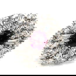 Elegant 18K White Gold Ruby 2.00 Ct and Diamond Ring 7.5