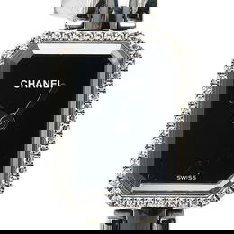 Chanel Premiere Diamond Bezel Women's Watch Stainless Steel Black Dial 5.7in