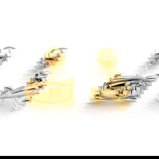 Cartier 3D Cadillac Airplane Cufflinks 18k Yellow Gold Hallmarked: Cartier 3D Cadillac Airplane Cufflinks 18k Yellow Gold Hallmarked Presenting a unique pair of cufflinks from Cartier, crafted from luxurious 18k yellow gold. This exquisite set showcases intricate 3D