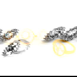 Victorian 18K & Platinum Interchangeable Diamond Brooch Ring Set