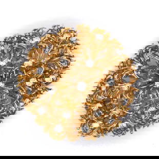 David Webb 18K Gold Platinum Signed Diamond Brooch 1.70 Ct: David Webb 18K Gold Platinum Signed Diamond Brooch 1.70 Ct This exquisite David Webb brooch features a stunning combination of 18K yellow gold and platinum, adorned with 19 diamonds totaling approxima