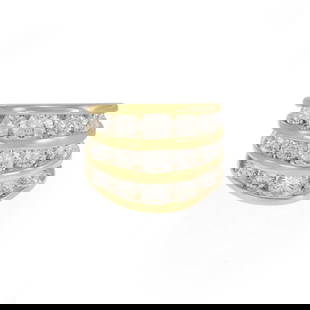Jose Hess 18k Yellow Gold Diamond 2.3ct Wide Band Ring: Jose Hess 18k Yellow Gold Diamond 2.3ct Wide Band Ring This gorgeous authentic ring is by Jose Hess, crafted from 18k yellow gold with a polished finish featuring 3 split front rows with slim gold ban