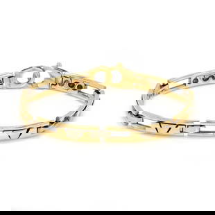 Vintage Men's 14k Two Tone Gold Curved Bar Link Bracelet: Vintage Men's 14k Two Tone Gold Curved Bar Link Bracelet This vintage men's bracelet showcases a sophisticated design in 14k yellow and white gold. It features six elongated curved bar links, each ado