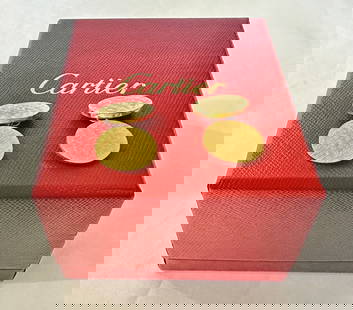 Cartier 14K Yellow Gold Cufflinks with Box: Cartier 14K Yellow Gold Cufflinks with Box Discover a stunning pair of cufflinks crafted from 14k yellow gold by Cartier. Weighing approximately 24.10g, each oval cufflink measures about 0.75" x 0.55"