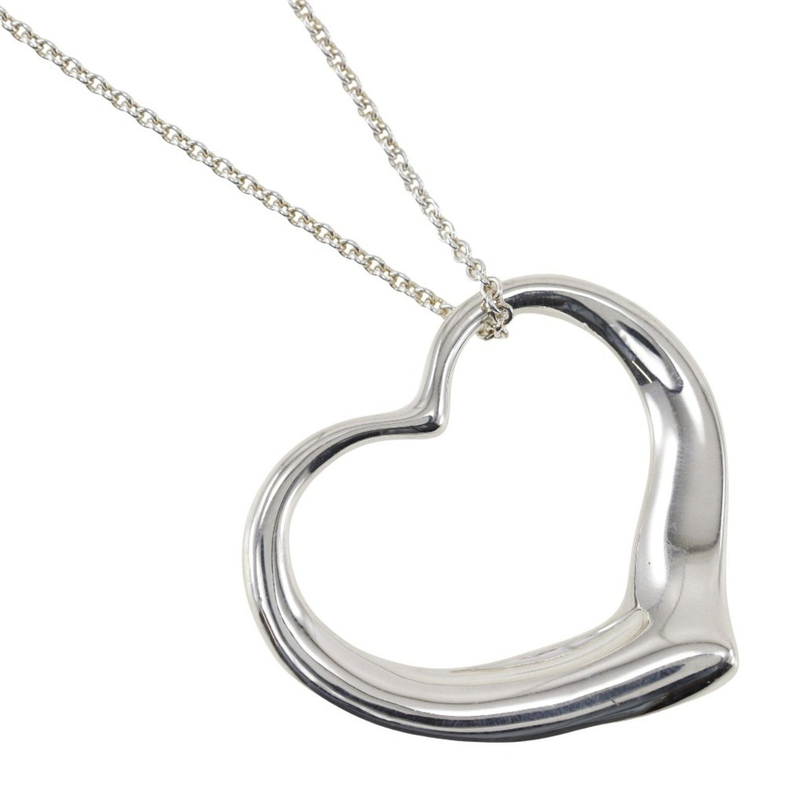Tiffany & Co. Elsa Peretti Open Heart Necklace Sterling Silver 30.51'': Tiffany & Co. Elsa Peretti Open Heart Necklace Sterling Silver 30.51'' This exquisite Tiffany & Co. necklace features the iconic Open Heart design by Elsa Peretti, crafted from high-quality sterling s