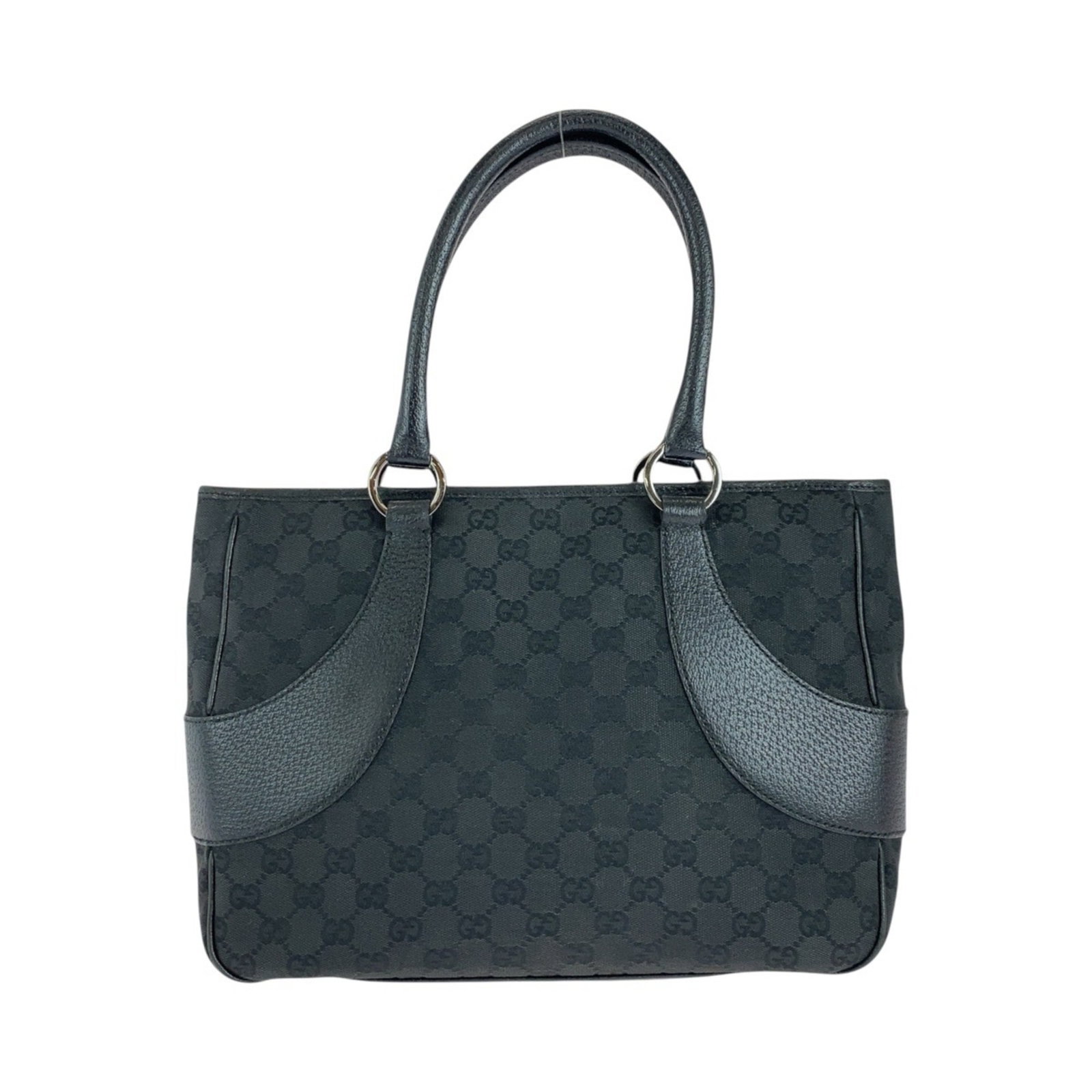 Gucci Black GG Canvas Leather Tote Bag for Women: Gucci Black GG Canvas Leather Tote Bag for Women Elevate your accessory collection with this stylish Gucci Tote Bag, crafted from durable GG canvas leather in an elegant black color. This versatile sh