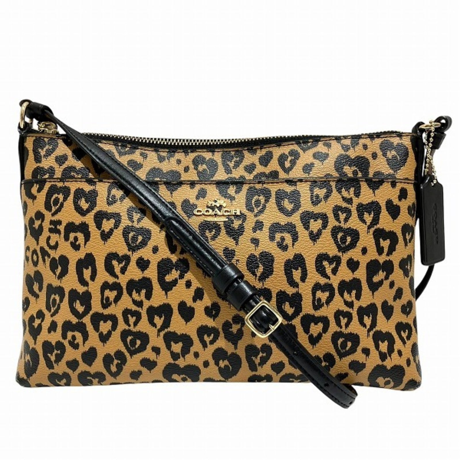 Coach Leopard Print Shoulder Bag for Women in Brown PVC: Coach Leopard Print Shoulder Bag for Women in Brown PVC This stylish Coach leopard print shoulder bag is designed for women, offering a chic accessory for any outfit. Made from durable PVC material, i