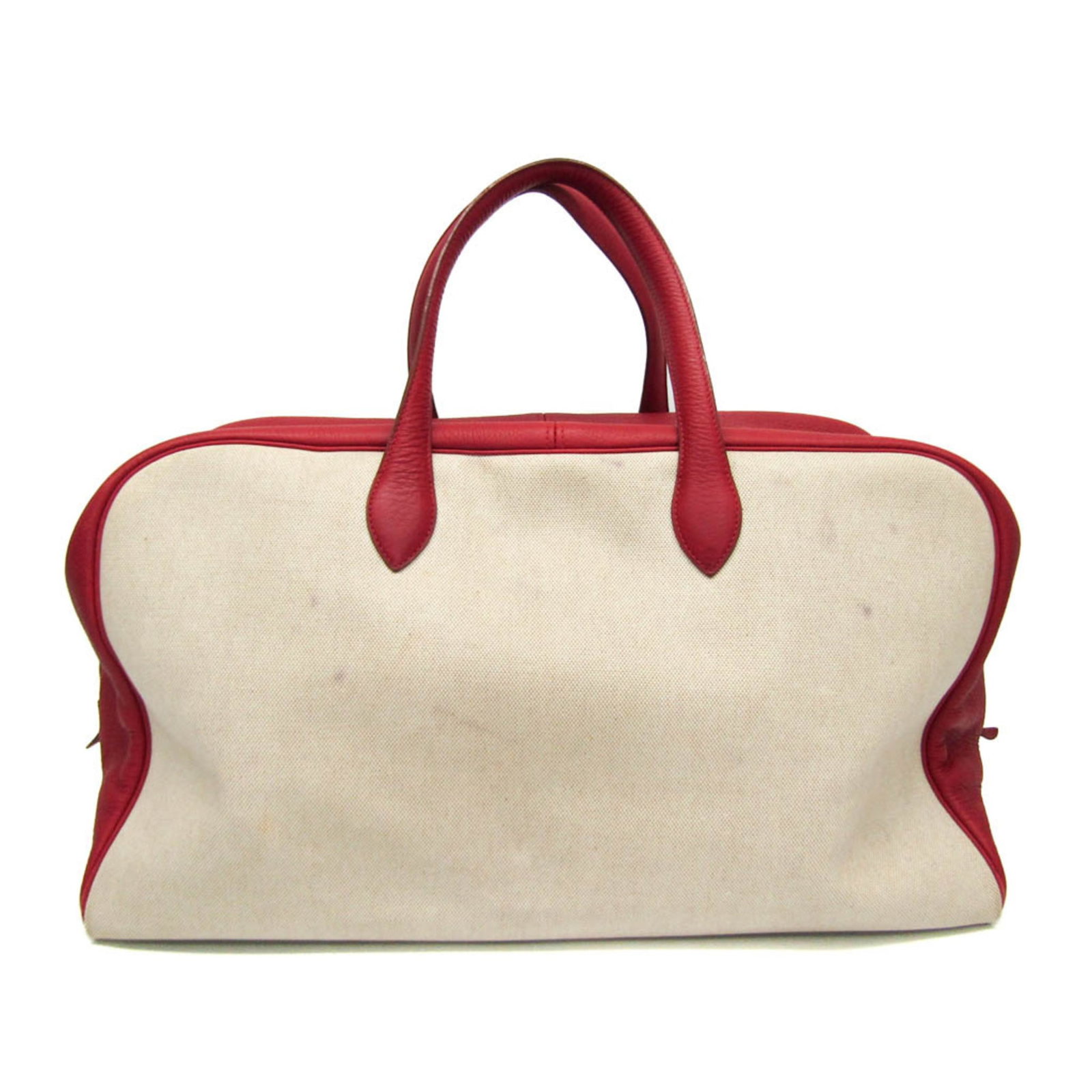 Hermes Victoria 50 Boston Bag Toile H Clemence Leather Natural Red: Hermes Victoria 50 Boston Bag Toile H Clemence Leather Natural Red Introducing the Hermes Victoria 50 Boston Bag, a luxurious accessory designed for both men and women. Crafted from high-quality Toile
