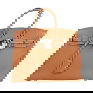 Hermes Birkin 25 Togo Handbag Brown Gold 20cm x 25cm x 13.5cm: Hermes Birkin 25 Togo Handbag Brown Gold 20cm x 25cm x 13.5cm This exquisite Hermes Birkin 25 Handbag is crafted from luxurious Togo leather, featuring a rich brown and gold color palette. Designed sp