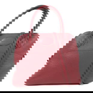 HERMES Bolide 31 Handbag Rubis Red Clemence Leather PHW: HERMES Bolide 31 Handbag Rubis Red Clemence Leather PHW This exquisite HERMES Bolide 31 Handbag is crafted from luxurious Clemence leather in a striking Rubis red color. With its elegant design, this