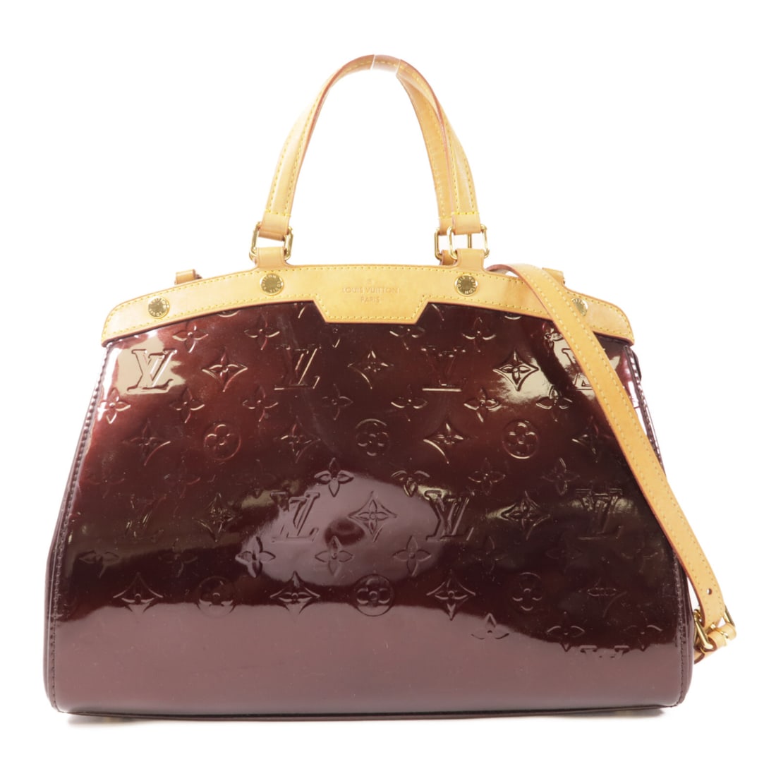 LOUIS VUITTON Brea MM 2 Way Bag M91690 Red Patent Leather: LOUIS VUITTON Brea MM 2 Way Bag M91690 Red Patent Leather This LOUIS VUITTON Brea MM 2 Way Bag is a stunning accessory crafted from luxurious patent leather in a vibrant red hue. Designed for versatil