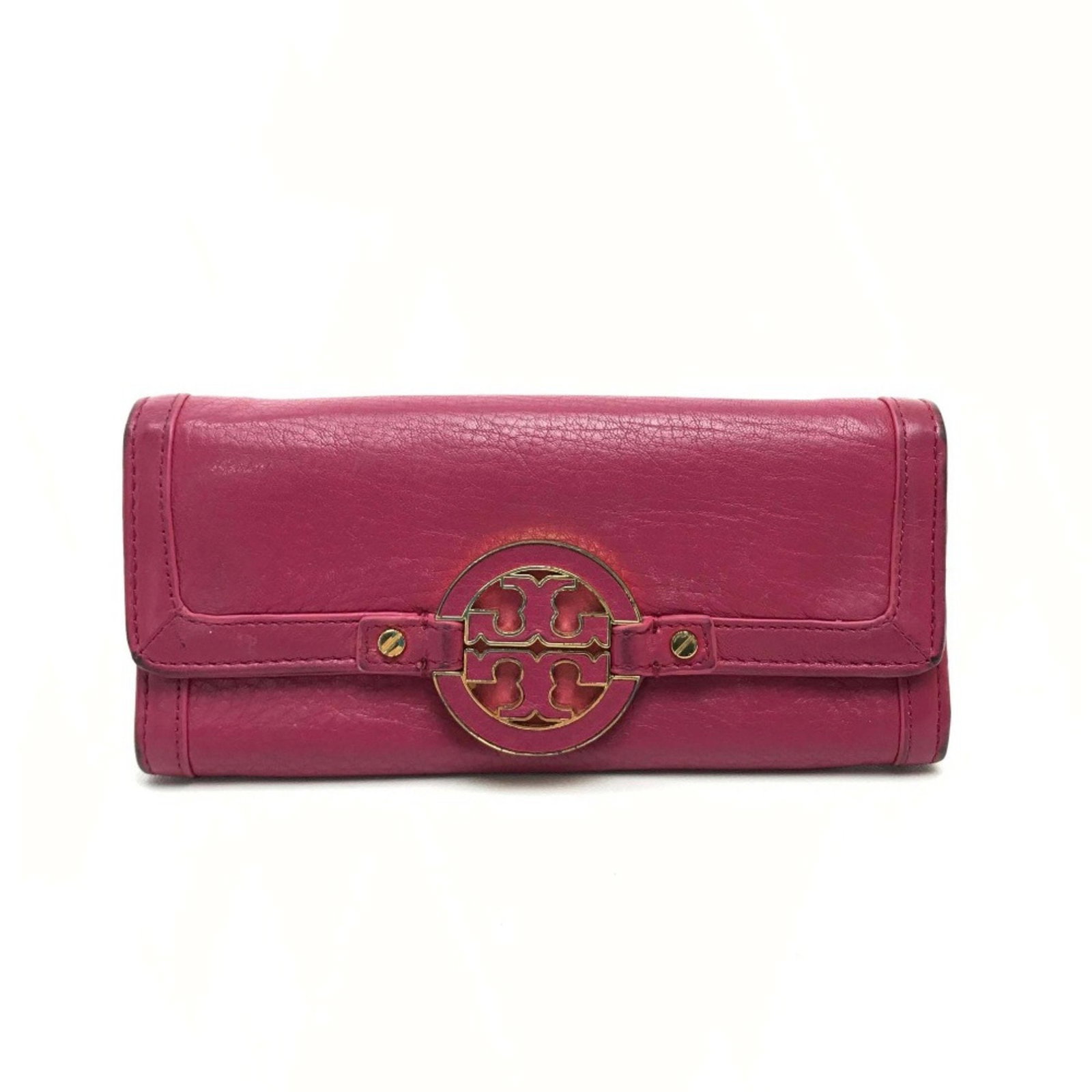 Tory Burch Amanda Bi-Fold Wallet Leather Pink 7.5x3.5x0.8: Tory Burch Amanda Bi-Fold Wallet Leather Pink 7.5x3.5x0.8 Introducing the Tory Burch Amanda Continental Folded Wallet in a charming pink hue. This stylish bi-fold wallet is crafted from high-quality l