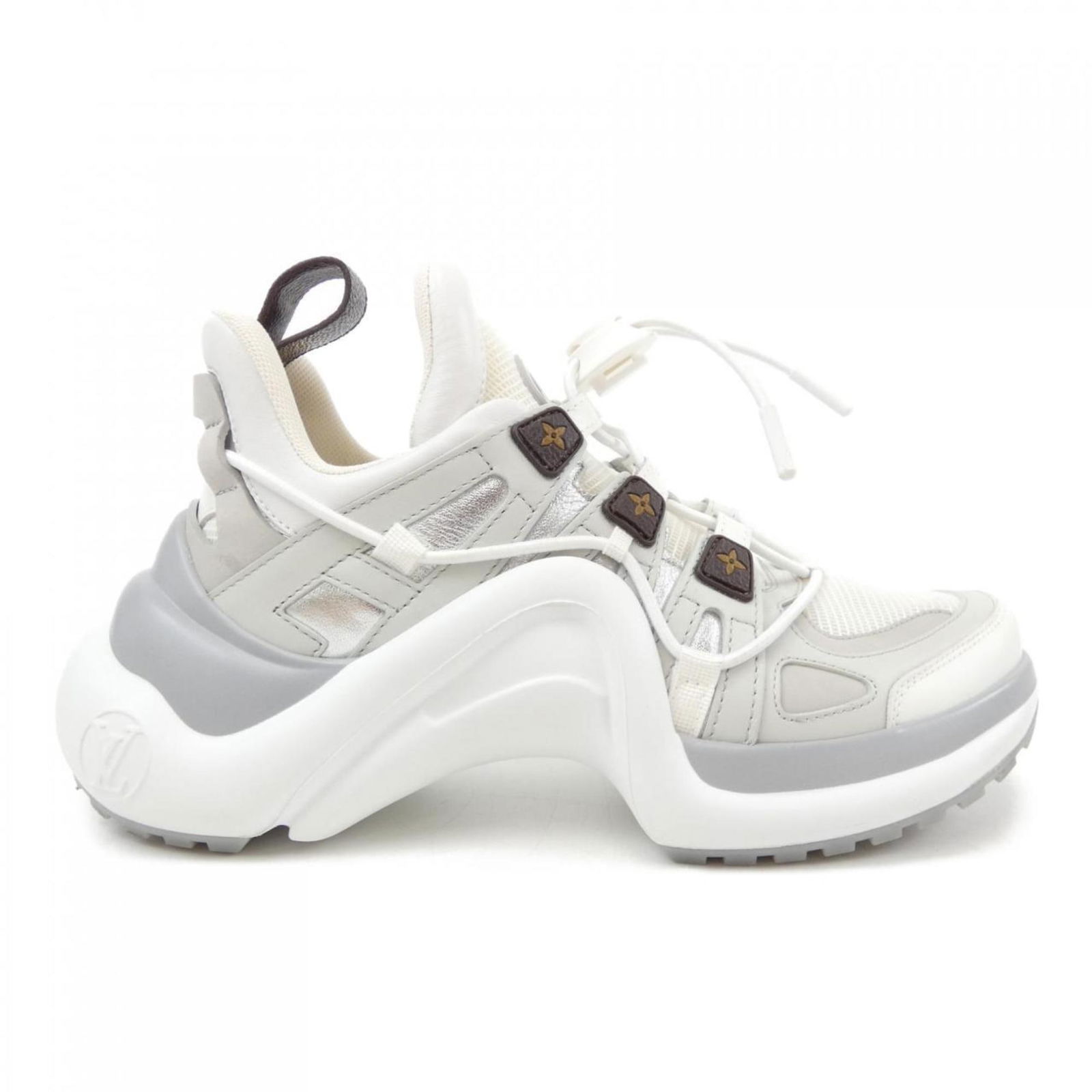 Louis Vuitton Women's Gray White Sneakers Luxury Footwear: Louis Vuitton Women's Gray White Sneakers Luxury Footwear These stylish Louis Vuitton sneakers for women feature a chic gray and white color scheme, perfect for adding a touch of luxury to any outfit.