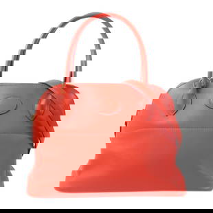 HERMES Bolide 27 2 Way Shoulder Bag Red Calfskin 7.1x10.6: HERMES Bolide 27 2 Way Shoulder Bag Red Calfskin 7.1x10.6 This elegant HERMES Bolide 27 2 Way Shoulder Bag is crafted from luxurious calfskin (cowhide) in a vibrant Rouge Tomate (Red) hue. The bag fea