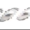 Harbor Diamonds 18K White Gold Pearl Stud Earrings 0.41ct Diamonds