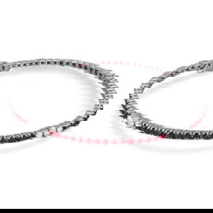 Rachel Koen 14K White Gold Ruby Diamond Tennis Bracelet 3.06 Ctw: Rachel Koen 14K White Gold Ruby Diamond Tennis Bracelet 3.06 Ctw This stunning tennis bracelet features a captivating combination of round cut rubies and sparkling diamonds, elegantly set in 14K white