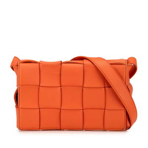 Bottega Veneta Nappa Intrecciato Leather Crossbody Bag Orange