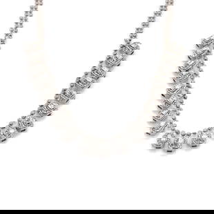 14k White Gold 2.00ct Diamond Dangling Octagon Charms Necklace: 14k White Gold 2.00ct Diamond Dangling Octagon Charms Necklace This exquisite necklace showcases a captivating design crafted from 14k white gold. It features a double fine bead chain leading to a