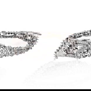 Art Deco Platinum 6.50 Carat Diamond Wrist Watch: Art Deco Platinum 6.50 Carat Diamond Wrist Watch This exquisite Art Deco wristwatch by Glycine showcases a stunning combination of platinum and approximately 6.50 carats of round and baguette cut