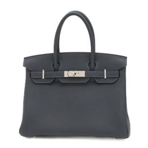 Hermes Birkin 30 Handbag Black Togo Leather Engraved Women