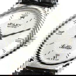 ROLEX Cellini K18WG Quartz Ladies Watch Ref 6110/9 Silver Dial