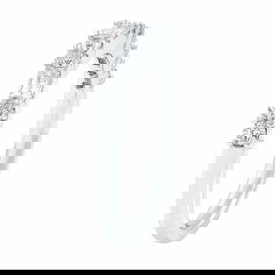 Rachel Koen 18K White Gold Diamond Wedding Band Ring 0.58ct: Rachel Koen 18K White Gold Diamond Wedding Band Ring 0.58ct This stunning wedding band features a beautiful combination of round and baguette cut diamonds, expertly set in 18K white gold. With a total