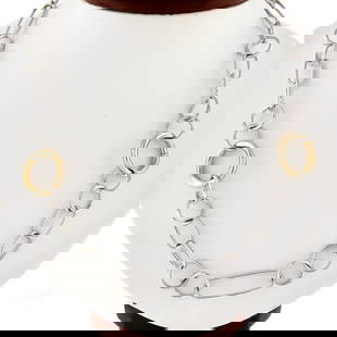18K Yellow White Gold 27 Inch Open Link Chain Necklace Bracelet: 18K Yellow White Gold 27 Inch Open Link Chain Necklace Bracelet Enhance your jewelry collection with this elegant 18K Yellow and White Gold Long Polished Open Link Chain Necklace, which can also be wo