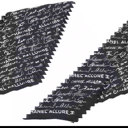 Chanel Allure 2022/2023 Silk Scarf Muffler Black White 90cm Women's