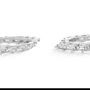 Rachel Koen 1.45Cttw Baguette Diamond Eternity Band Ring 18K White Gold: Rachel Koen 1.45Cttw Baguette Diamond Eternity Band Ring 18K White Gold This exquisite 1.45Cttw Baguette Cut Diamond Eternity Wedding Band Ring is crafted from luxurious 18K white gold. Featuring a st
