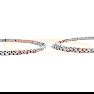 2.26ct Diamond Flexible Tennis Bangle Bracelet 14k Rose Gold: 2.26ct Diamond Flexible Tennis Bangle Bracelet 14k Rose Gold This exquisite modern flexible tennis bangle bracelet features 93 round diamonds totaling 2.26 carats, showcasing approximately E/F color a