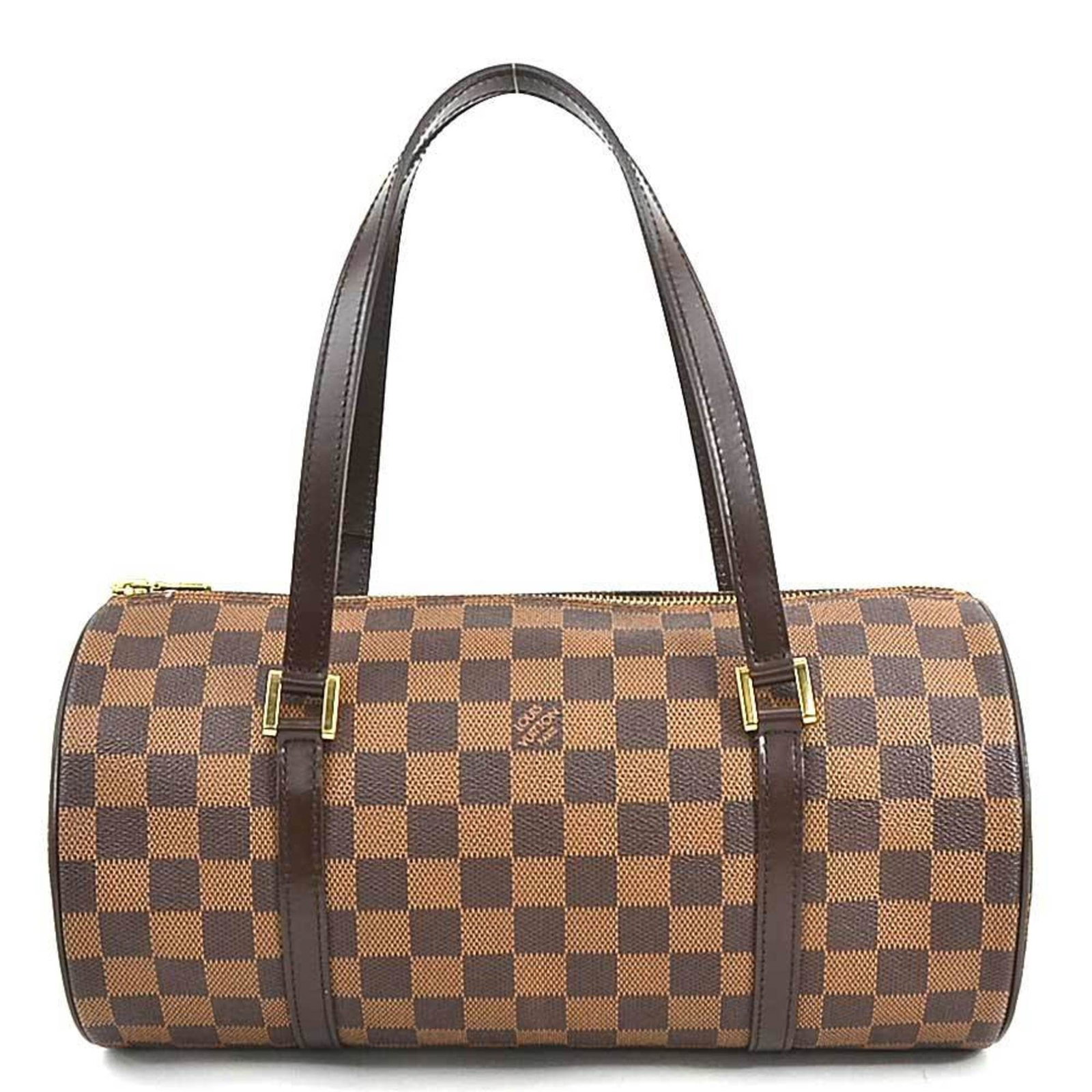 Louis Vuitton Damier Papillon 30 Handbag Brown Gold 5.7 x 11.81 x 5.7: Louis Vuitton Damier Papillon 30 Handbag Brown Gold 5.7 x 11.81 x 5.7 This stylish Louis Vuitton handbag showcases the iconic Damier Canvas in a rich brown color, complemented by elegant gold hardware