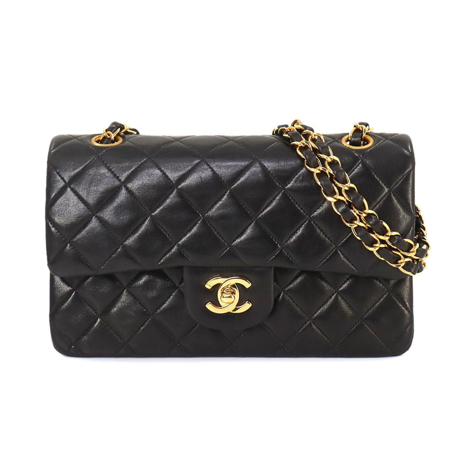 Chanel Matelasse 23 Black Leather Shoulder Bag Gold Hardware 5.31 x 9.05 x 2.55: Chanel Matelasse 23 Black Leather Shoulder Bag Gold Hardware 5.31 x 9.05 x 2.55 This exquisite CHANEL Matelasse 23 Chain Shoulder Bag is crafted from luxurious black leather and features elegant gold