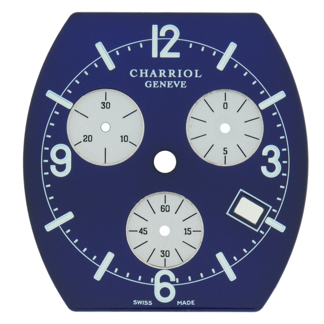 Philippe Charriol Navy Blue Roman Watch Dial 27 x 28.5 mm: Philippe Charriol Navy Blue Roman Watch Dial 27 x 28.5 mm This Philippe Charriol watch dial features a striking navy blue color and measures 27 x 28.5 mm. Designed for use with Charriol watches, this