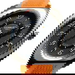 HERMES H08 SP1.741 Men's Titanium Watch Gray Dial Orange Strap: HERMES H08 SP1.741 Men's Titanium Watch Gray Dial Orange Strap The HERMES H08 Date SP1.741 Men's Watch is a stylish wristwatch designed for men, featuring a robust titanium case in an elegant gray ton