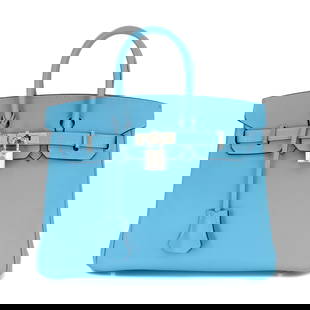 Hermes Birkin 25 Swift Leather Handbag Bleu du Nord Silver Hardware: Hermes Birkin 25 Swift Leather Handbag Bleu du Nord Silver Hardware Introducing the exquisite Hermes Birkin 25 handbag, crafted from luxurious Swift leather in a stunning Bleu du Nord shade. This eleg