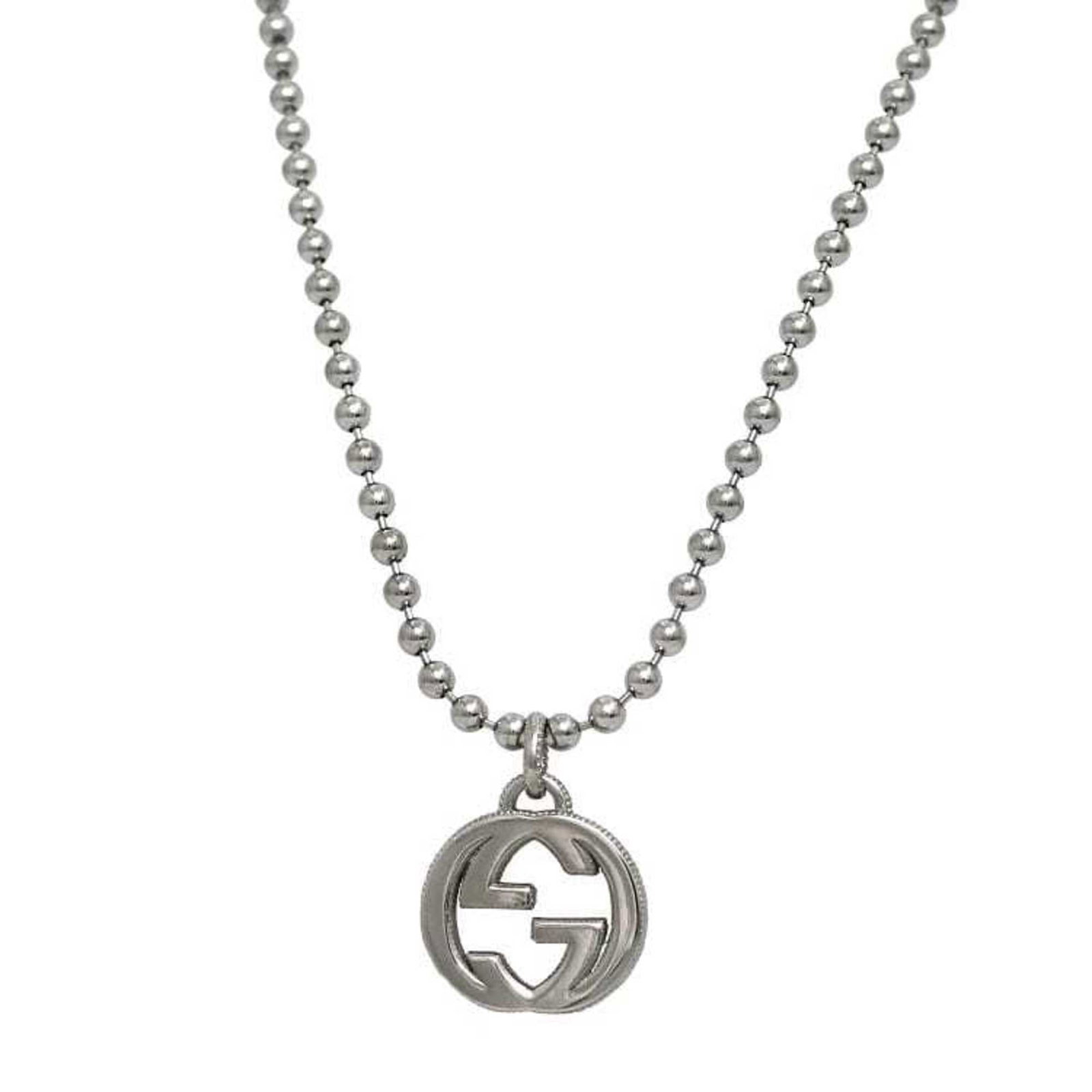 Gucci Interlocking GG Necklace Silver 925 Ball Chain 50cm for Men Women: Gucci Interlocking GG Necklace Silver 925 Ball Chain 50cm for Men Women Elevate your style with this stunning Gucci Necklace, featuring the iconic interlocking GG design. Crafted from high-quality Sil