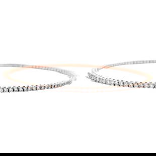 1.61ct Diamond Flexible Tennis Bangle Bracelet 14k Rose Gold: 1.61ct Diamond Flexible Tennis Bangle Bracelet 14k Rose Gold This exquisite contemporary tennis bangle bracelet features 93 round diamonds totaling 1.61 carats, showcasing approximately E/F color and