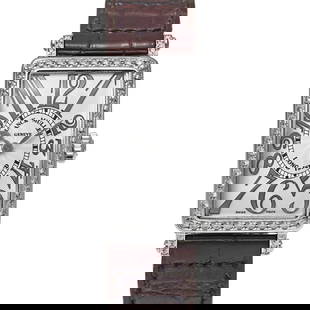 FRANCK MULLER Long Island Relief 902QZRELD1R Diamond Bezel Ladies Watch 32.5mm x 25mm: FRANCK MULLER Long Island Relief 902QZRELD1R Diamond Bezel Ladies Watch 32.5mm x 25mm This exquisite FRANCK MULLER Long Island Relief Ref. 902QZRELD1R ladies wristwatch features a stunning silver dial
