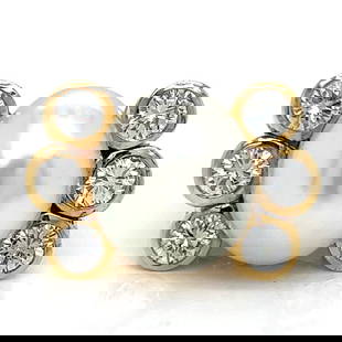 David Webb 18K Yellow Gold Platinum Pearl Diamond Ring 2.60 Ct Size 6: David Webb 18K Yellow Gold Platinum Pearl Diamond Ring 2.60 Ct Size 6 This exquisite David Webb ring showcases a stunning South Sea pearl, measuring 16.3 x 14.3mm, set in a luxurious combination of 18