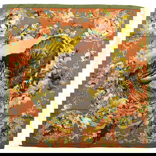 Hermes 35 Texas Wildlife Silk Scarf by Kermit Oliver: Hermes 35 Texas Wildlife Silk Scarf by Kermit Oliver This exquisite Hermes silk scarf features a captivating "Texas Wildlife" design by renowned artist Kermit Oliver. Perfectly crafted, it showcases h
