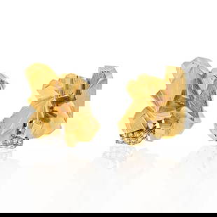 David Webb Nugget Diamond Earrings Platinum 18K Yellow Gold Signed: David Webb Nugget Diamond Earrings Platinum 18K Yellow Gold Signed These exquisite earrings by David Webb are crafted from a luxurious combination of platinum and 18K yellow gold. Featuring a unique t