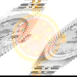 Rolex Datejust 79173G Stainless Steel 18K Gold Ladies Watch Pink Opal Diamond: Rolex Datejust 79173G Stainless Steel 18K Gold Ladies Watch Pink Opal Diamond Experience timeless elegance with this exquisite Rolex Datejust Oyster Perpetual wristwatch, designed specifically for wom