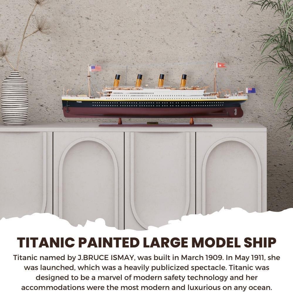 Stunning Titanic Model Ship Nautical Decor Western Red Cedar: Stunning Titanic Model Ship Nautical Decor Western Red Cedar This beautifully crafted Titanic model ship is a stunning addition to any nautical-themed decor. Made from Western Red Cedar wood, it featu