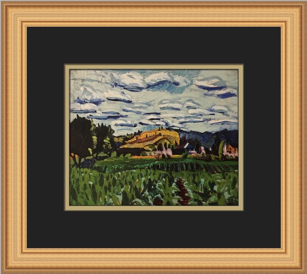 Stuart Davis Landscape in Tioga Pennsylvania Custom Framed Art Print 12 x 14: Stuart Davis Landscape in Tioga Pennsylvania Custom Framed Art Print 12 x 14 This exquisite custom framed print titled 'Landscape in Tioga Pennsylvania' by Stuart Davis showcases a beautiful represent