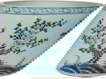 Hand-Crafted Chinese Style Blue White Red Peony Basin Planter 11 x 17 x 17: Hand-Crafted Chinese Style Blue White Red Peony Basin Planter 11 x 17 x 17 This elegant underglaze red peony planter basin beautifully showcases a traditional Chinese style. Hand-crafted from ceramic,