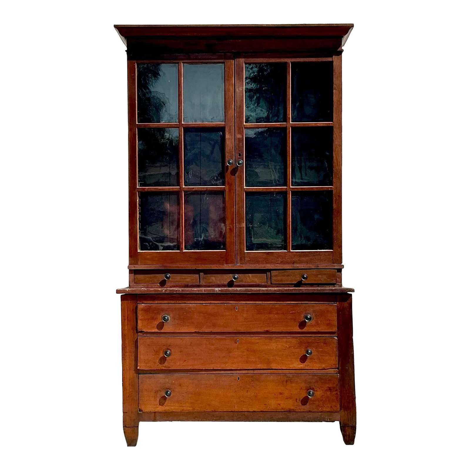 19th Century Vintage Primitive Wooden Cabinet with Ample Storage: 19th Century Vintage Primitive Wooden Cabinet with Ample Storage Discover the charm of the past with this Vintage Primitive 19th Century Cabinet, showcasing the artistry of early craftsmanship. Constr