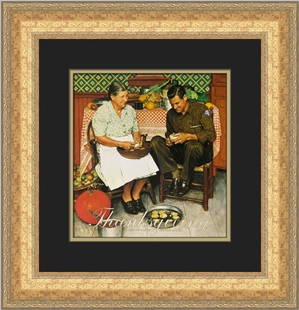 Norman Rockwell Home for Thanksgiving 1979 Custom Framed Print 19 x 18: Norman Rockwell Home for Thanksgiving 1979 Custom Framed Print 19 x 18 Celebrate the warmth of the season with this stunning custom framed print of Norman Rockwell's "Home for Thanksgiving." This