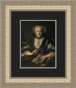 Louis Tocque Portrait of Madame Dange Framed Print 18 x 16: Louis Tocque Portrait of Madame Dange Framed Print 18 x 16 This exquisite custom framed print titled 'Portrait of Madame Dange' features the artistry of Louis Tocque, renowned for his realistic