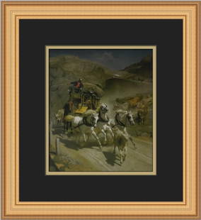 Rudolf Koller The Gotthard Post Custom Framed Art Print: Rudolf Koller The Gotthard Post Custom Framed Art Print This exquisite custom framed print titled "The Gotthard Post" by renowned artist Rudolf Koller showcases a beautiful blend of expressionism,